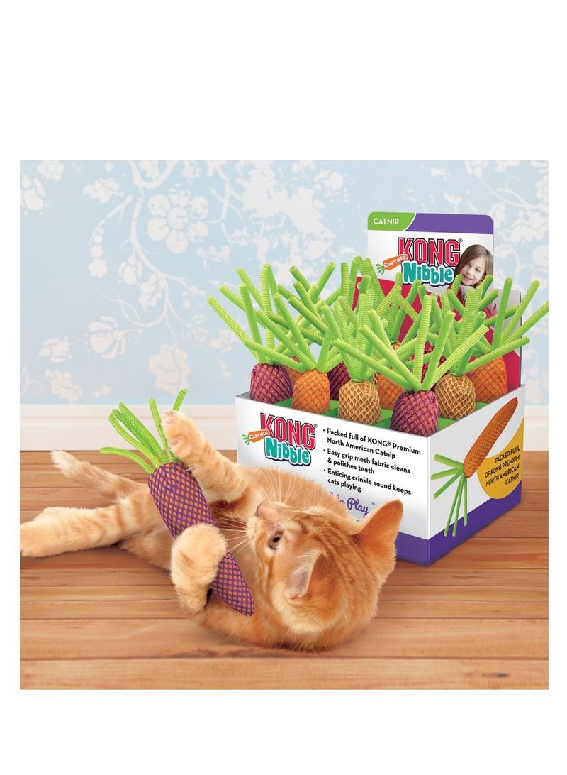 Kong PDQ Cat Nibble Carrots – 12-Piece Catnip-Filled Interactive Toy Set with Durable Mesh & Crinkle Paper for Engaging Play and Natural Hunting Instinct Satisfaction - Image 2