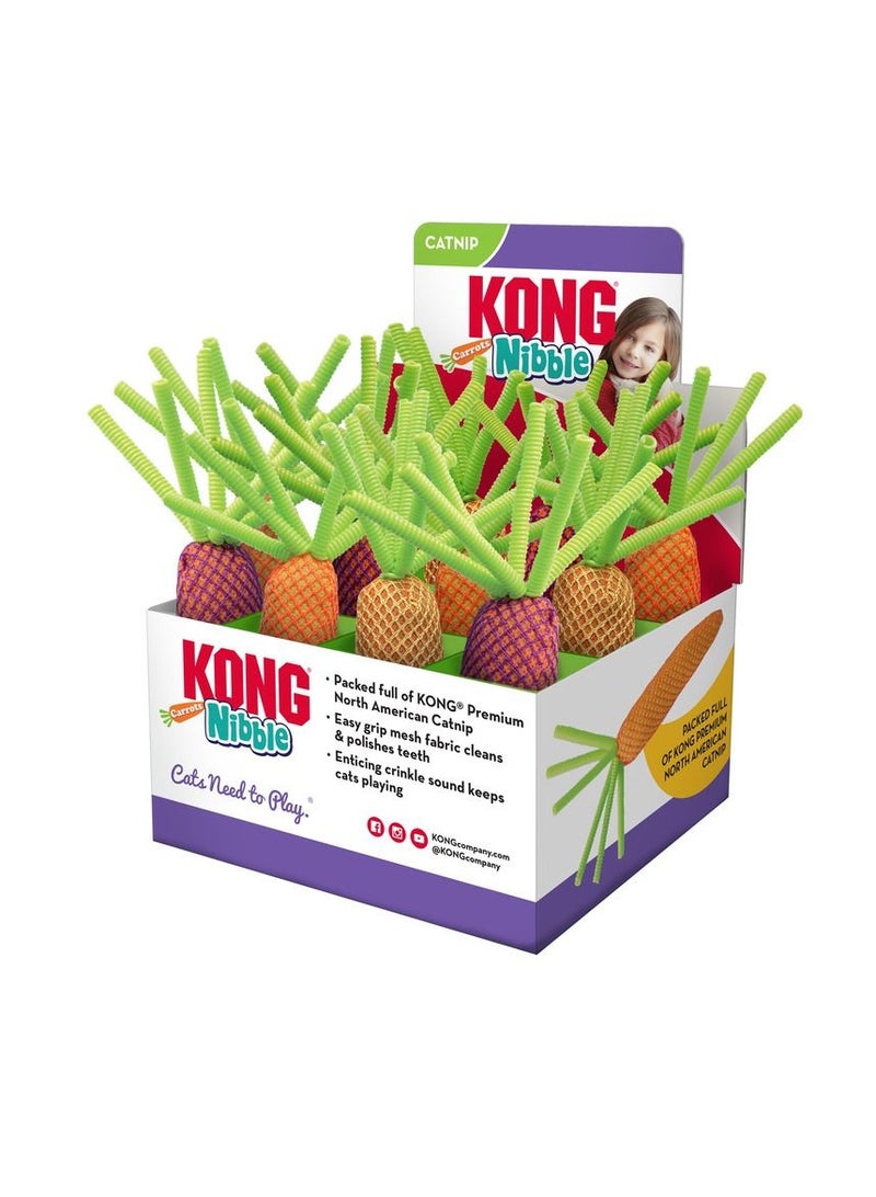 Kong PDQ Cat Nibble Carrots – 12-Piece Catnip-Filled Interactive Toy Set with Durable Mesh & Crinkle Paper for Engaging Play and Natural Hunting Instinct Satisfaction - Image 1