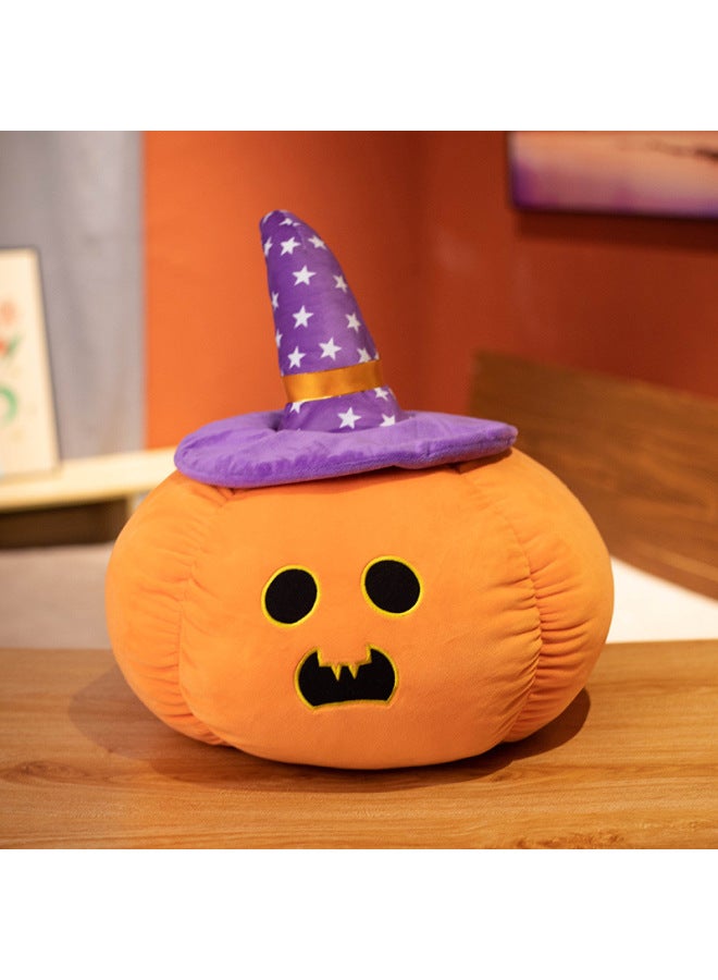 Loquat Overseas  Pumpkin Plush Toy Pillow Funny Devil Pumpkin Pillow Plush Toy Doll-Specifications:50cm (0.9kg)-Color:Round Eye Teeth-purple Stars - Image 1
