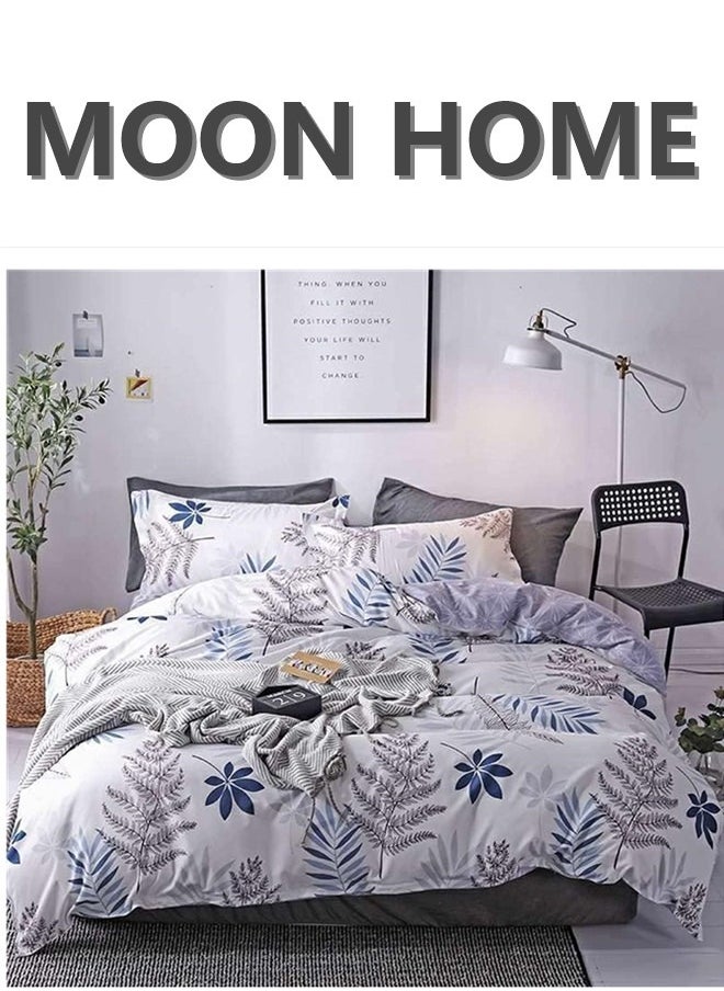 MOON HOME - King/Queen/Single size Soft and Breathable Microfiber Hypoallergenic Beautiful Design Duvet Cover Set ,set includes 1 Comforter Cover, 1 Fitted Bedsheet, 4 Pillowcases - Image 1