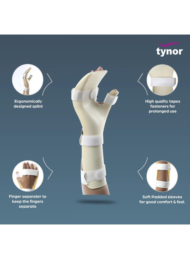 TYNOR Hand Resting Splint, Stabilization & Pain Relief for Kids | Post-Surgery, Stroke, Arthritis & Fracture Recovery | Comfortable & Durable for Child | Right Hand Support, (Beige) - Image 4