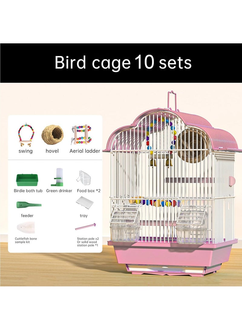 GUDOO - Small Bird Cage Parakeet Birdcage Hanging Bird House with Ladder Swing and Bird's Nest Bird House Accessories for Budgie Parakeets Finches Canaries Lovebirds Small Parrots Cockatiels - Image 1