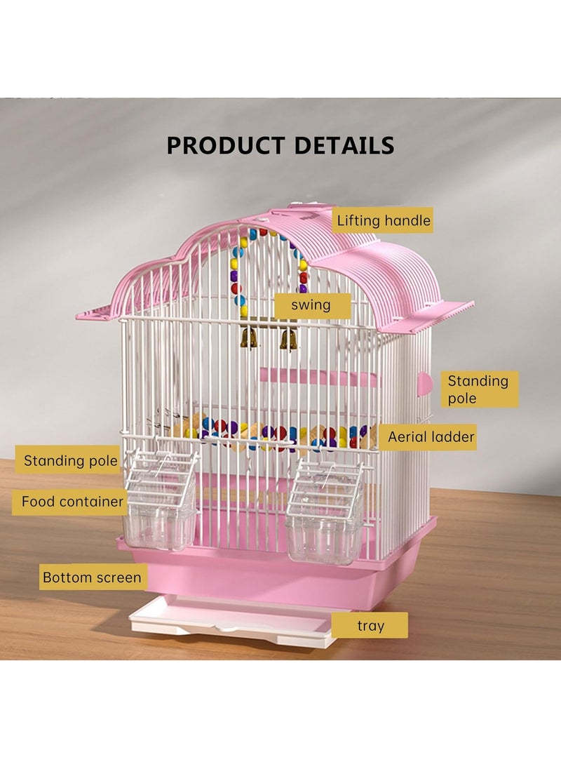 GUDOO - Small Bird Cage Parakeet Birdcage Hanging Bird House with Ladder Swing and Bird's Nest Bird House Accessories for Budgie Parakeets Finches Canaries Lovebirds Small Parrots Cockatiels - Image 1
