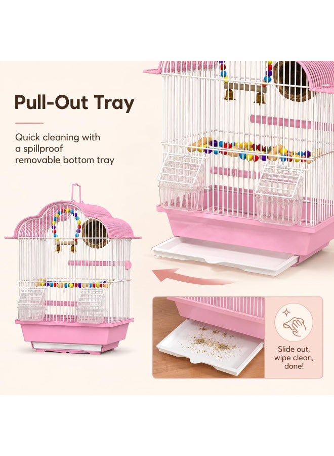 GUDOO Small Bird Cage Parakeet Birdcage Hanging Bird House with Ladder Swing and Bird's Nest Bird House Accessories for Budgie Parakeets Finches Canaries Lovebirds Small Parrots Cockatiels - Image 4