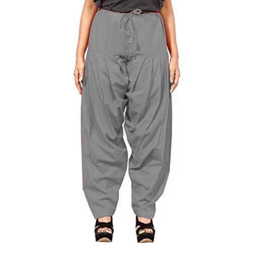 ANARO Women's Plain Cotton Patiala Salwar Pant with Side Pockets (in, Numeric, 48, Regular, Grey) - Image 1