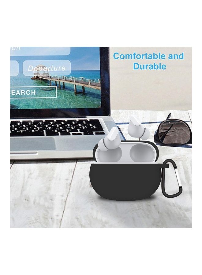 Anti-Shock Silicone Earphone Case with Hook Black - Image 2