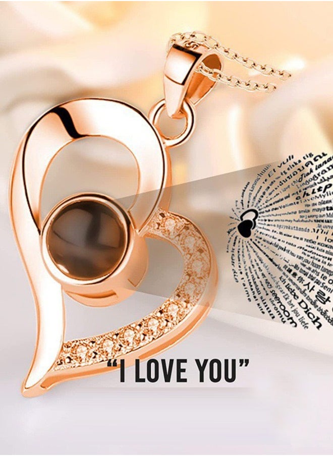 tangs Rose Gold Heart Necklace with 9 Roses Gift Box - Romantic Jewelry Set for Women, Elegant Gift for Her, Special Surprise Present for Birthday, Anniversary, Dating or  Romantic Occasions  - Image 3