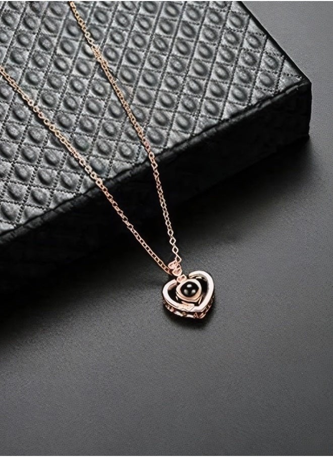 tangs Rose Gold Heart Necklace with 9 Roses Gift Box - Romantic Jewelry Set for Women, Elegant Gift for Her, Special Surprise Present for Birthday, Anniversary, Dating or  Romantic Occasions  - Image 2