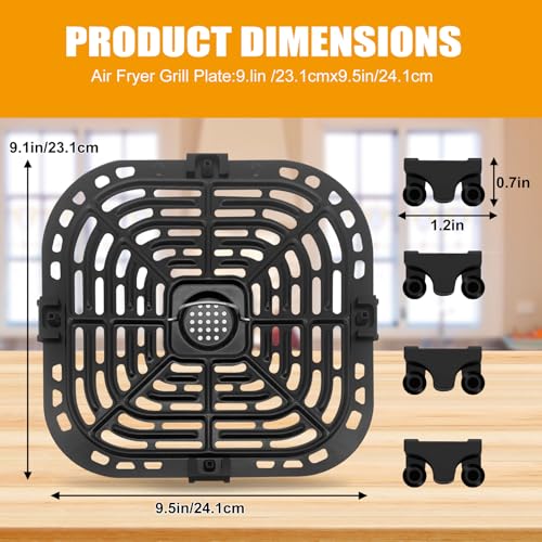 GXF Air Fryer Grill Pan for Instant Pot Vortex Plus 6 in 1 5.7QT 6 QT Gourmia GAF735 6 QT Air Fryer, Accessories Replacement Tray Rack Parts Grill Plate Crisper Plate, Dishwasher Safe - Image 3