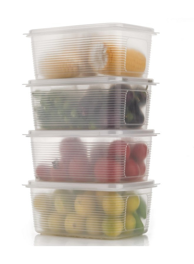Clazkit Fruit Storage Containers for Fridge 4 Pack - Fruit Fresh Keeper Containers with Lids, Bins BPA-Free Plastic for Veggie Berry Salad Lettuce-1800ML - Image 1