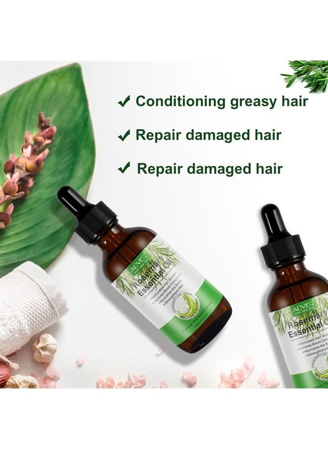 ALIVER - Rosemary Oil for Hair Growth, Hair Growth Serum for Hair, Enhanced Shine, 100% Pure Natural, Nourishment Scalp, Improves Blood Circulation, Best Rosemary Essential Oils for Hair Skin, 2 fl oz - Image 1