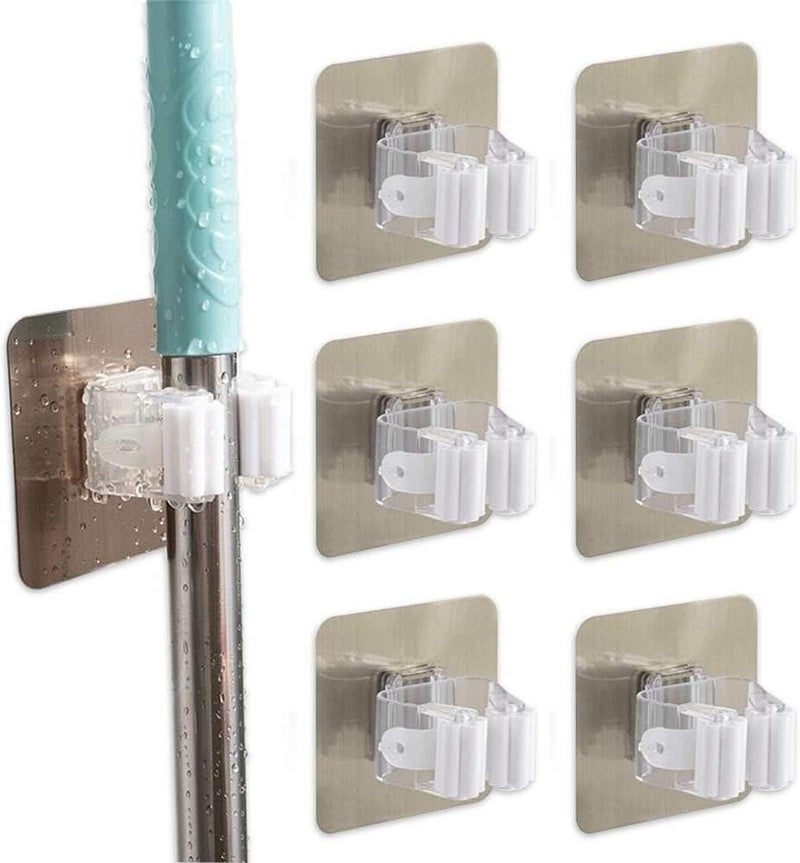 ZONKU INDIA Wall Mounted Drill Free Self Adhesive Broom and Mop Holder for Bathroom and Kitchen Pack of 4 - Image 4