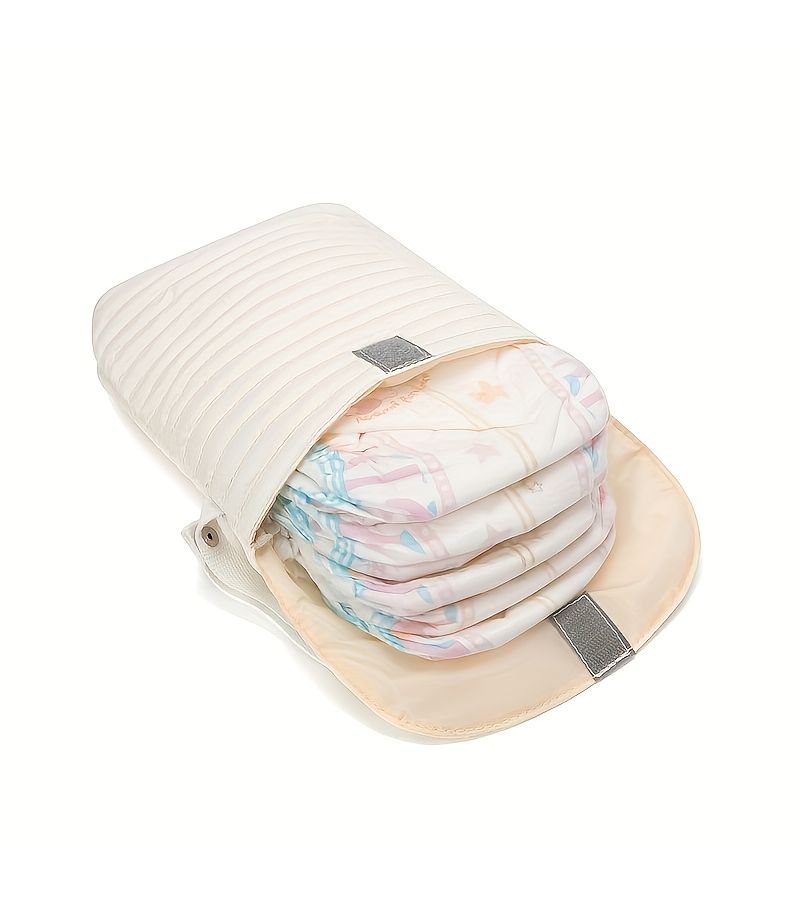 Pink Bear Diaper Pouch With Cute Bear Face And Striped Design Portable Storage Bag For Diapers Wipes And On The Go Essentials - Image 4