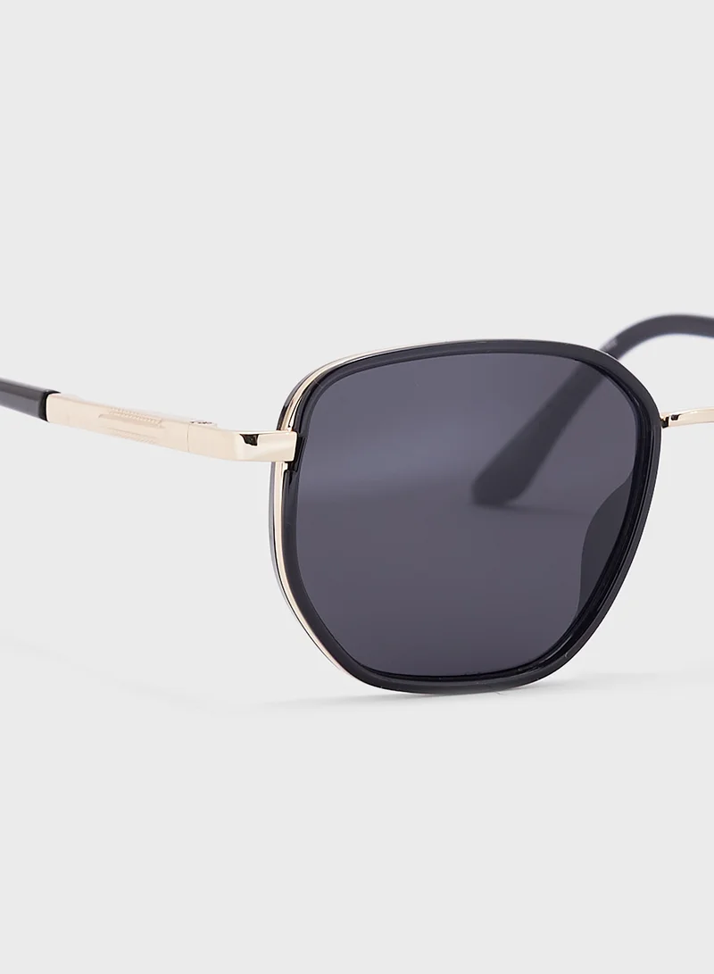 Robert Wood Polarized Lens With Spring Arms Square Aviator Sunglasses