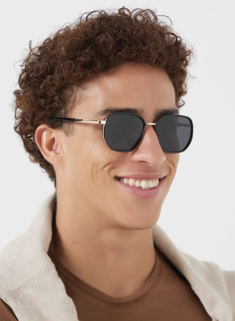 Robert Wood Polarized Lens With Spring Arms Square Aviator Sunglasses