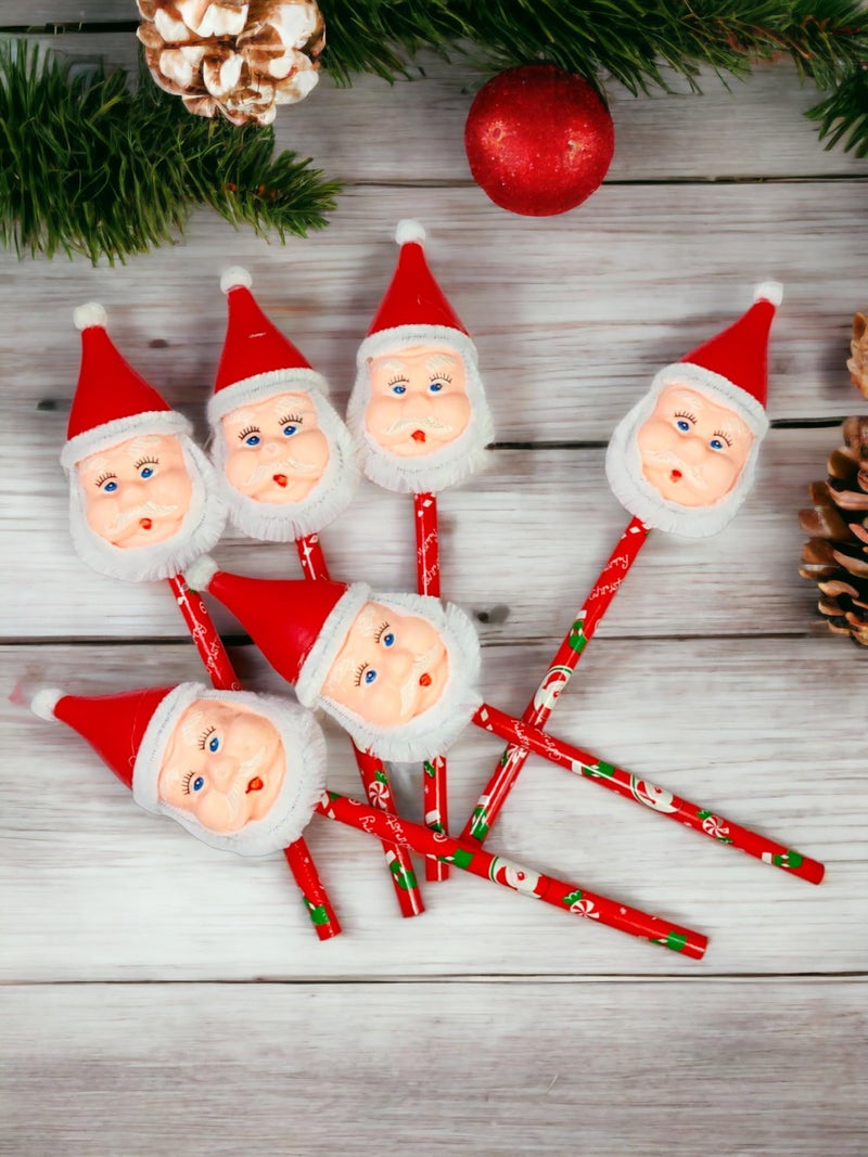 Sesonby 12 Santa Pencils Christmas Pencils Bulk Christmas Pencils For Kids Christmas Gifts For Students With Novelty Santa Old Man Plush Pencil - Image 2