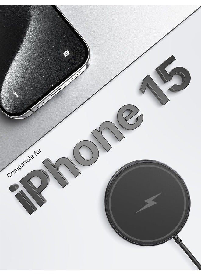 أوشن شاحن لاسلكي مغناطيسي لشاحن ماجآمن، 15 وات شحن سريع بطاقة شحن ضخمة مع منافذ شحن مزدوجة، لآيفون 15 برو/ماكس/بلس، آيفون 14/13/12 برو/ماكس/ميني، ماجآمن كيس، أسود - Image 2