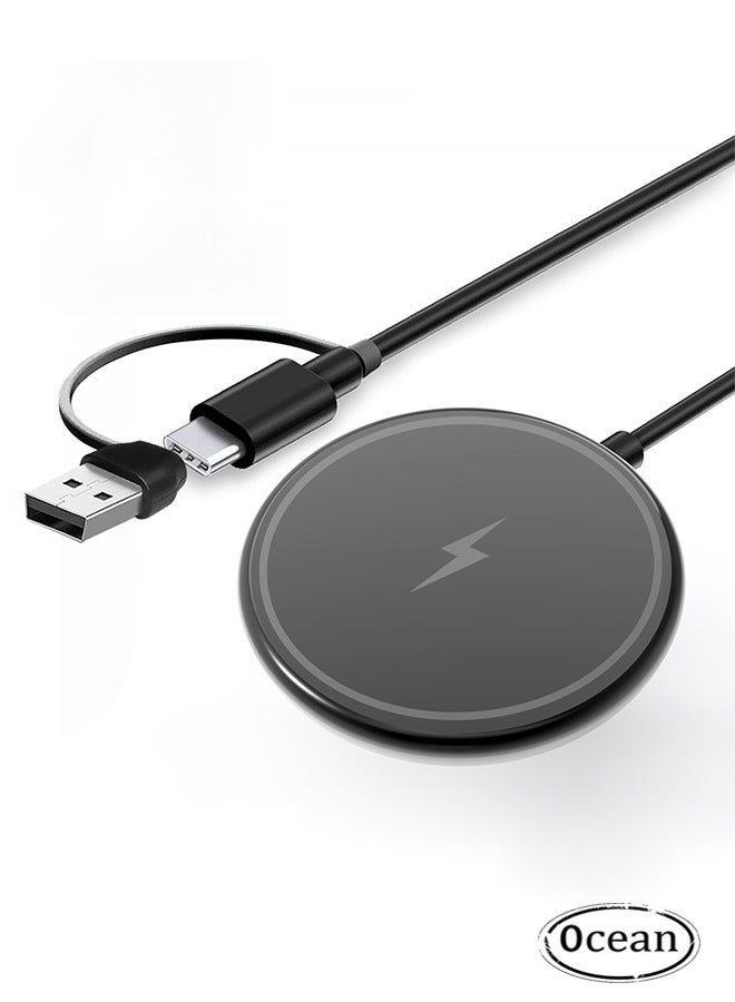 أوشن شاحن لاسلكي مغناطيسي لشاحن ماجآمن، 15 وات شحن سريع بطاقة شحن ضخمة مع منافذ شحن مزدوجة، لآيفون 15 برو/ماكس/بلس، آيفون 14/13/12 برو/ماكس/ميني، ماجآمن كيس، أسود - Image 1