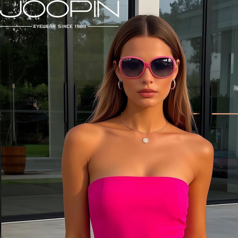 Joopin Big Womens Sunglasses Polarized Trendy Sun Glasses Large Rectangle UV Protection Rhinestone Sunnies - Image 2