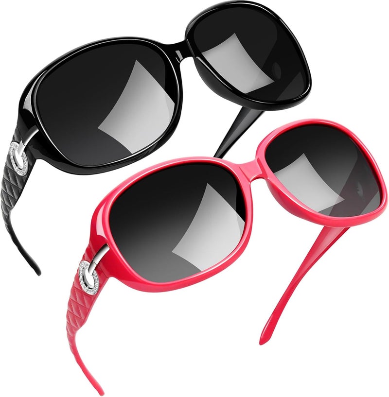 Joopin Big Womens Sunglasses Polarized Trendy Sun Glasses Large Rectangle UV Protection Rhinestone Sunnies - Image 1