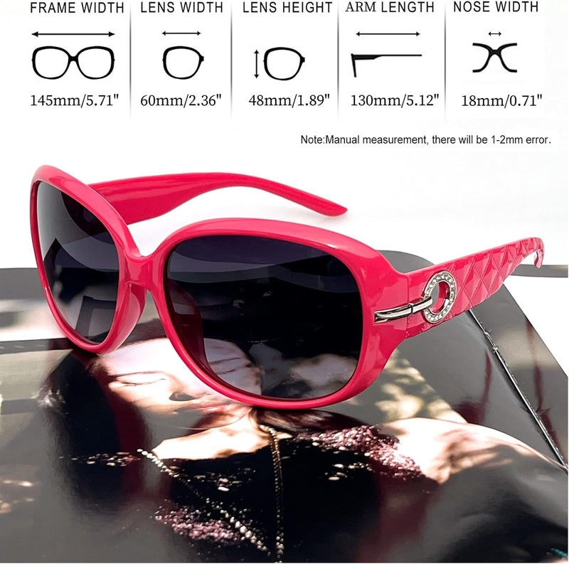 Joopin Big Womens Sunglasses Polarized Trendy Sun Glasses Large Rectangle UV Protection Rhinestone Sunnies - Image 5