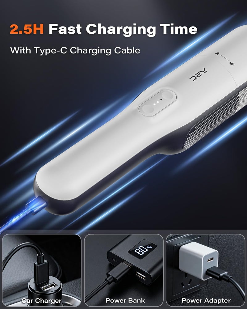 A2C Handheld Vacuum Cordless with 19000Pa Strong Suction, Mini Car Vacuum Cleaner with HEPA Filter, 2 Suction Modes, Multi-Nozzles, Portable Vacuum Cleaner for Home, Car, Office, Keyboards - Image 4