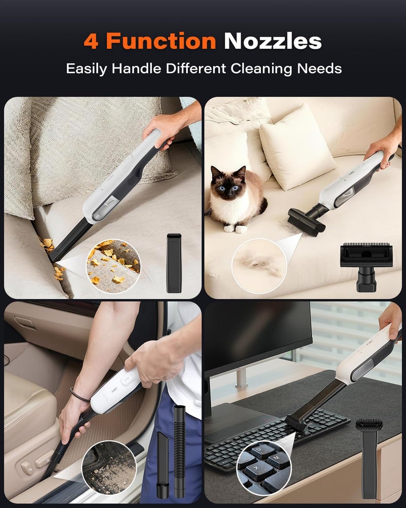 A2C Handheld Vacuum Cordless with 19000Pa Strong Suction, Mini Car Vacuum Cleaner with HEPA Filter, 2 Suction Modes, Multi-Nozzles, Portable Vacuum Cleaner for Home, Car, Office, Keyboards - Image 5