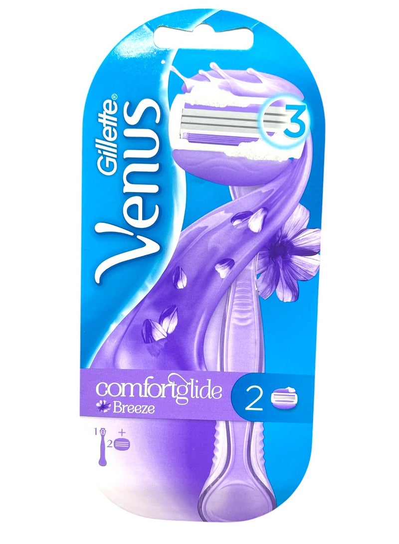 Gillette 2-Piece Venus Comfortglide Breeze Razor Set Purple - Image 1