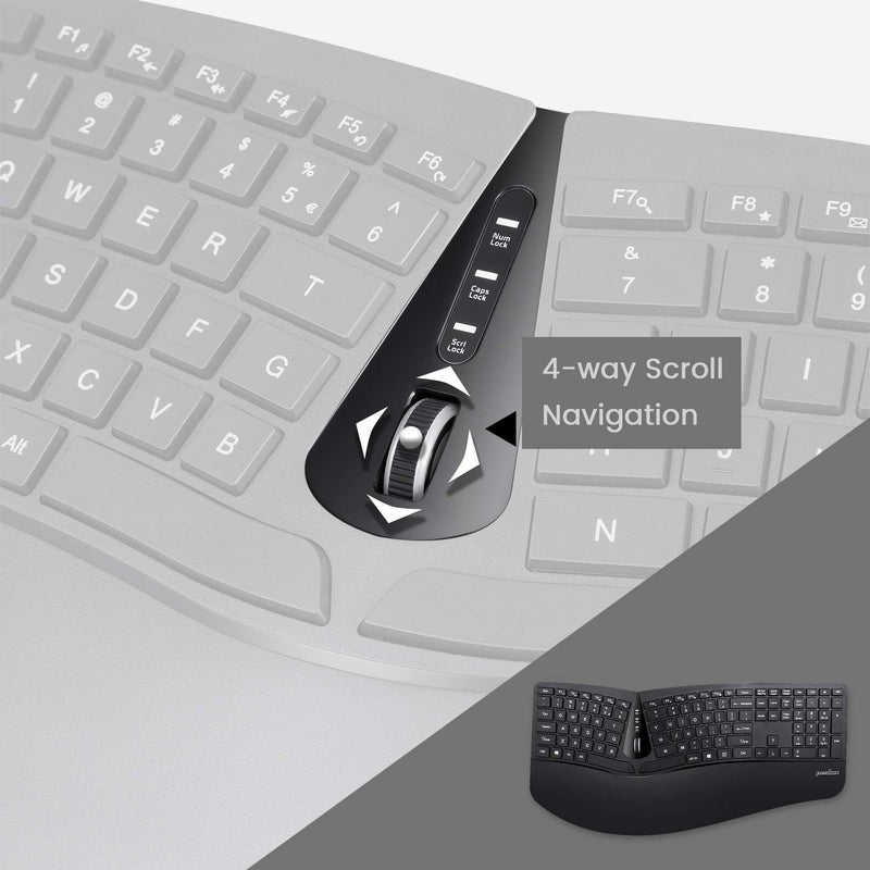 Perixx Periduo-605, Wireless Ergonomic Split Keyboard and Vertical Mouse Combo, Adjustable Palm Rest and Membrane Low Profile Keys, Black, US English Layout (11633) - Image 5