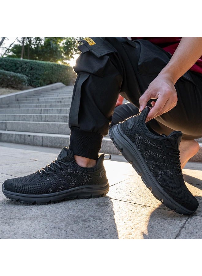 LARNMERN Mens Non Slip Work Shoes Water Resistant Walking Sneakers Zapatos Trabajo Waterproof Food Service Comfortable Chef Kitchen, Silver Silk Black, 9.5 - Image 3