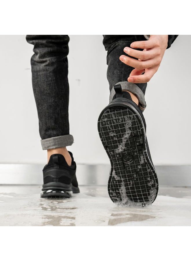 LARNMERN Mens Non Slip Work Shoes Water Resistant Walking Sneakers Zapatos Trabajo Waterproof Food Service Comfortable Chef Kitchen, Silver Silk Black, 9.5 - Image 2