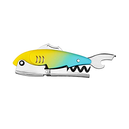 True Zoo TrueZoo Gillbert Fish Double Hinged Corkscrew Novelty Wine Key Waiters Corkscrew Bottle Opener 