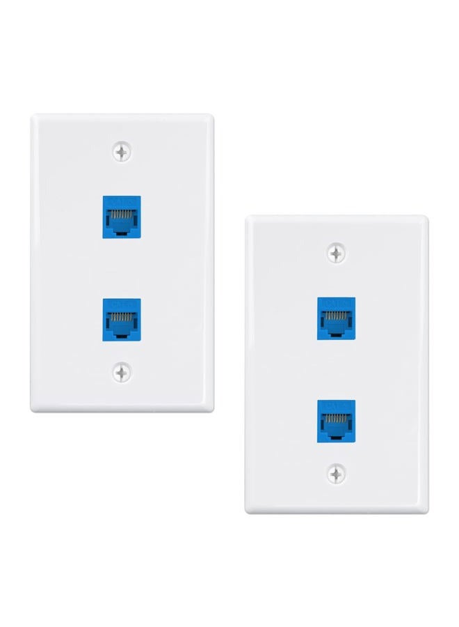 Iwillink (2-Pack) 2-Port Ethernet Wall Plate, Keystone Jack Wall Plates with RJ45 Keystone Inline Coupler insert, Female to Female Cat6 RJ45 Wall Plate, Blue - Image 1