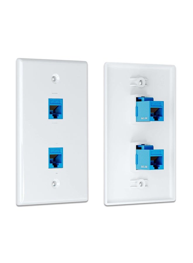 Iwillink (2-Pack) 2-Port Ethernet Wall Plate, Keystone Jack Wall Plates with RJ45 Keystone Inline Coupler insert, Female to Female Cat6 RJ45 Wall Plate, Blue - Image 4