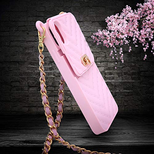 LUVI for iPhone 11 Pro Max Wallet Case with Neck Strap Crossbody Strap Lanyard Handbag Wrist Strap Protective Cover Credit Card Holder Slot Purse for Girls Women Case for iPhone 11 Pro Max Pink - Image 5