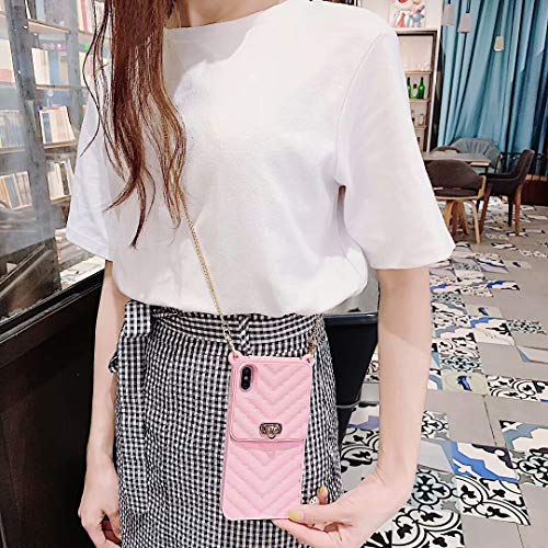 LUVI for iPhone 11 Pro Max Wallet Case with Neck Strap Crossbody Strap Lanyard Handbag Wrist Strap Protective Cover Credit Card Holder Slot Purse for Girls Women Case for iPhone 11 Pro Max Pink - Image 4