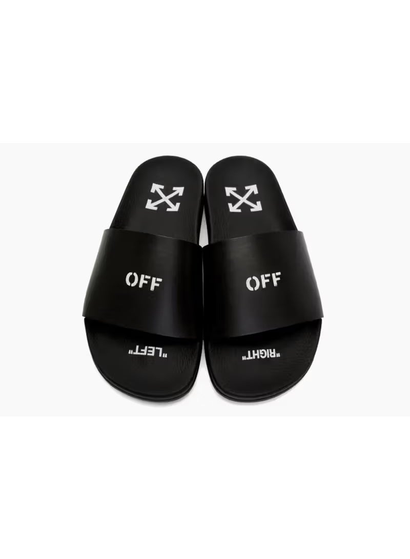 OFF-WHITE Black Logo Slip-on Slides - Image 4
