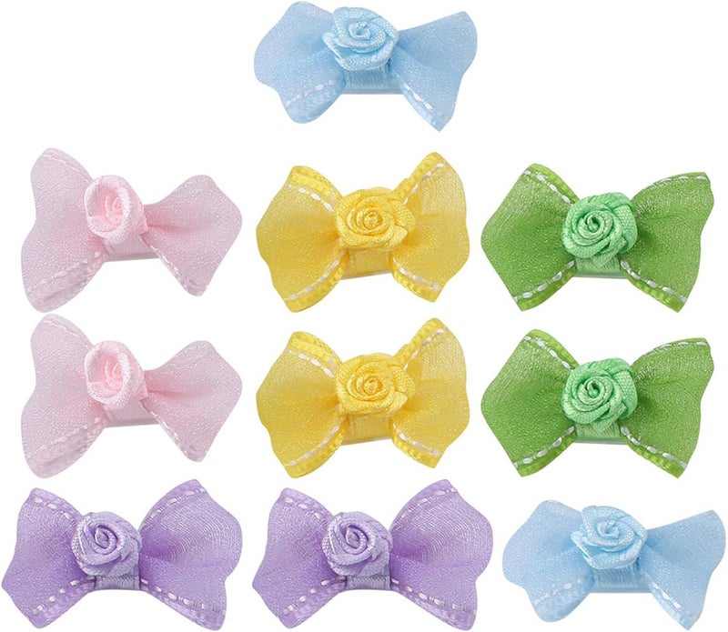 klarako Dog Bow Barrette Bows Clips for Hair with Dog Clothing Clip Small Dogs That Stay in Hamster Mini Puppy 2cm Tiny - Image 2