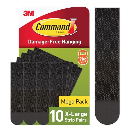 Command Picture Hanging Strips, Black, X-Large, 10 Pairs (20 Strips) - Adhesive Strips - for Pictures, Frames, Mirrors, Wall Decor - Damage Free Hanging - Image 1
