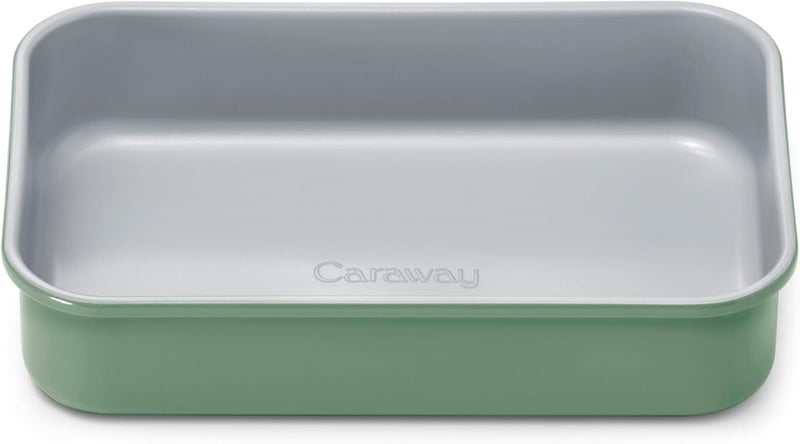 Caraway Nonstick 9” x 6.5” Small Rectangle Baking Pan – Non-Toxic, PTFE & PFOA Free – Aluminized Steel Core – Deep Ceramic Baking Pan for Casseroles, Lasagna & More - Sage - Image 1