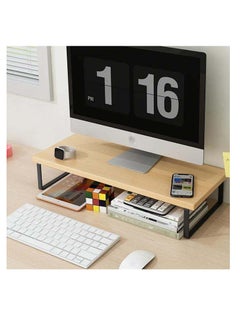 ARNOTEC Wooden monitor stand, office home, desktop storage rack, suitable for laptops, desktop computers, iMac, (50x20x9cm wood color)  - Image 2