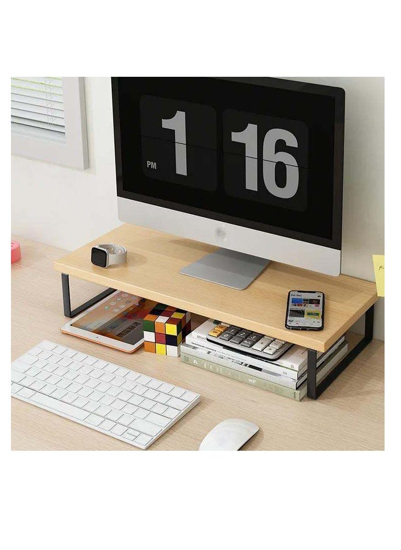 ARNOTEC Wooden monitor stand, office home, desktop storage rack, suitable for laptops, desktop computers, iMac, (50x20x9cm wood color)  - Image 2