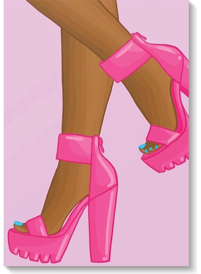 RYN High Heels Wall Art Painting Pink/Brown 40x60cm - Image 1