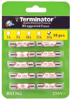 Porcelain Ceramic Fuse 10 Pcs Pkt, 6X25mm Fast Blow Ceramic Fuses (15A Pack Of 10Pcs)