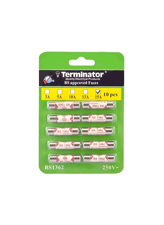 Terminator - Porcelain Ceramic Fuse 10 Pcs Pkt, 6X25mm Fast Blow Ceramic Fuses (15A Pack Of 10Pcs) - Image 1