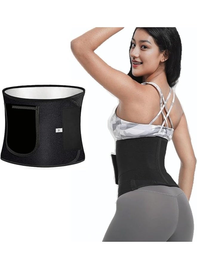 Hugifts Unisex waist trainer, effectively reduces abdominal fat. The elastic, sweat-wicking band helps reduce belly fat, improves waist shaping, better traps heat, promotes perspiration, and enhances core stability. Black. - Image 1
