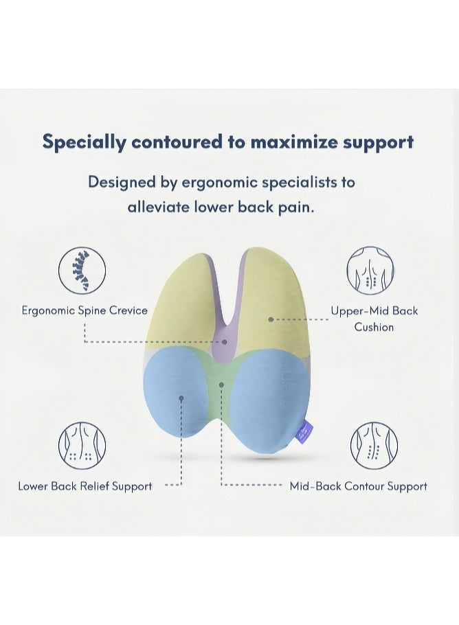 Brinaoki Extra Dense Lumbar Pillow - Patented Ergonomic Multi-Region Firm Back Support for Lower Back Pain Relief - Lumbar Support Cushion with Strap for Office Chair, Car, Sofa, Plane - Grey - Image 4