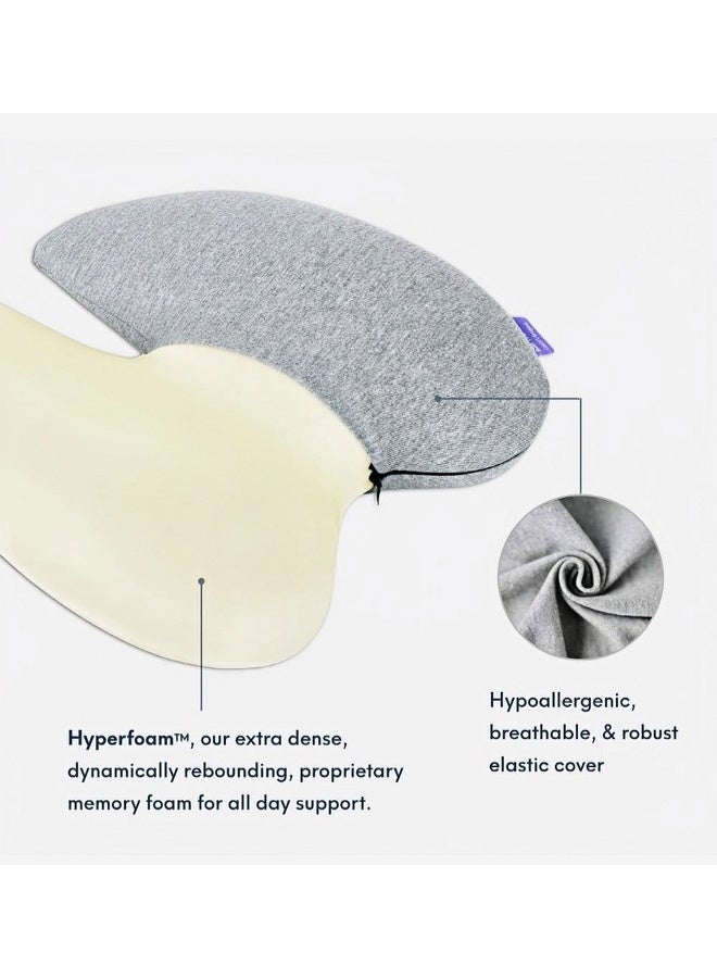 Brinaoki Extra Dense Lumbar Pillow - Patented Ergonomic Multi-Region Firm Back Support for Lower Back Pain Relief - Lumbar Support Cushion with Strap for Office Chair, Car, Sofa, Plane - Grey - Image 5