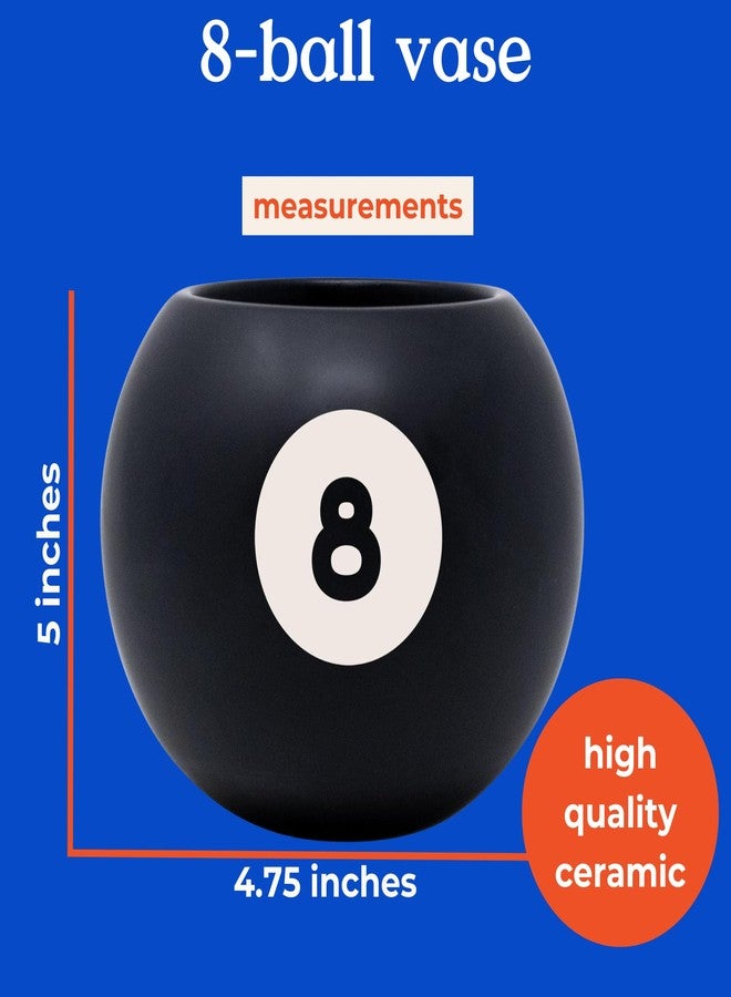 ban.do Novelty 8 Ball Flower Vase, Retro Ceramic Shelf Decor, Unique and Eclectic Vase, 8-Ball - Image 3