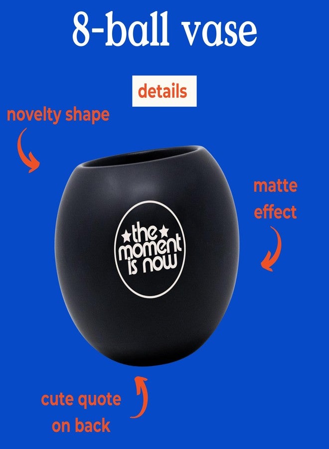ban.do Novelty 8 Ball Flower Vase, Retro Ceramic Shelf Decor, Unique and Eclectic Vase, 8-Ball - Image 4